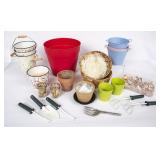 Flower Pots, Shells & Gardening Tools Lot