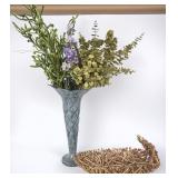 Large Blue Metal Vase, Twig Dish & More