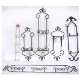 6 Metal Scrollwork Plate Racks