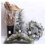 Lot of Flocked Christmas Decor