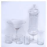 Lot of Clear Glass Decor Items