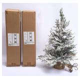 Lighted Snowy Pine Tree & 2 Flower Displays