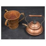 Copper Tea Pot and 3 Handled Pot