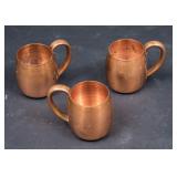 3 West Bend Solid Copper Mugs