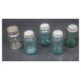 3 Ball #13 Blue Glass Quart Mason Jars with Lids