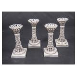 4 White with Gold Trim Ceramic Candle Holders