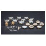 Lot of Ceramic Salt Cellars and Glass Spoons