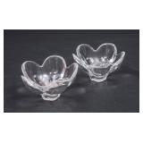 2 Orrefors Sweden Clear Glass Flower Bowls