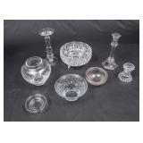 Nice Cut & Pressed Clear Glass Bowls & Candle
