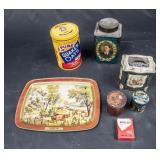 Lot of Vintage and Newer Tins and Tray