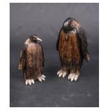 2 Carved Wood Look Penguins