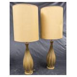 Pair of Retro Olive Green Lamps