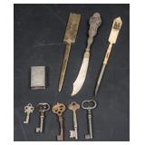 Lot of Vintage Skeleton Keys and Letter Openers