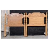 Set of Nice Oak Twin Beds with Pressed Back
