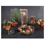 Lot of Decorative Flowers & Wreath
