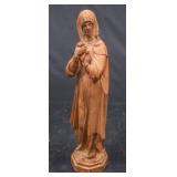 Carved Wood Nun Figurine