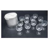 Nice Clear Plastic Ice Bucket and 12 Wine Glasses