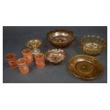 Lot of Amber Glass Serving Pieces