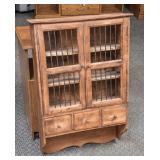 Large Rustic Wall Cabinet with Drawers & Hooks