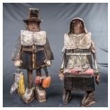 Rustic Wood & Metal Pilgrim Man and Woman