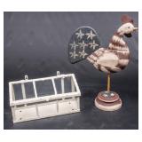 Country Wood Rooster on Stand & Herb Greenhouse