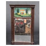 Wood Framed Mirror with Hand Painted Pane