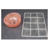 Nice Leaded Glass Panel and Pink Bowl Lot