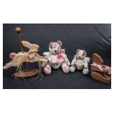 Lot of Country Wood Decor & Hand Made Floral Bears