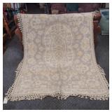 Large Vintage Coverlet with Fringe