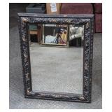 Brown and Gold Framed Beveled Mirror