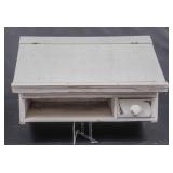 Wood Box with Hinged Lid, Shelf and Small Drawer