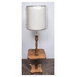 Large Wood Table with Lamp