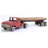 Vintage Structo Steel Log Truck w/Trailer & 2 Logs