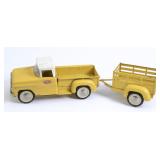 Vintage Yellow Steel Tonka Truck with Trailer