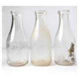 3 NC Embossed Quart Round Clear Milk Bottles