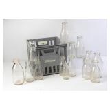 Biltmore Crate w/Embossed Clear Glass Milk Bottles