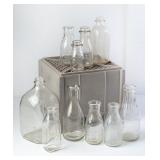Biltmore Crate w/Embossed Clear Glass Milk Bottles