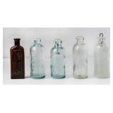 Lot of 4 Embossed Hutchinson Bottles & More