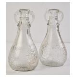 2 White House Vinegar Crackle Glass Carafes