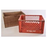 Wood Apple Crate & Driftwood Dairy Plastic Crate