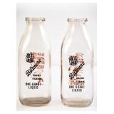 2 Biltmore Dairy Square Quart Clear Milk Bottles