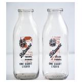 2 Biltmore Dairy Farms Square Quart Milk Bottles