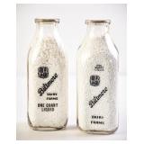 2 Biltmore Dairy Farms Square Quart Milk Bottles