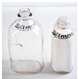 2 Biltmore Dairy Farms Square Clear Milk Bottles