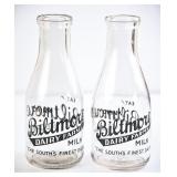 2 Biltmore Dairy Farms Round Quart Milk Bottles