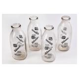 4 Biltmore Dairy Farms Square Quart Milk Bottles