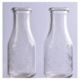 2 Haynes Dairy, NC Embossed Round Pint Bottles