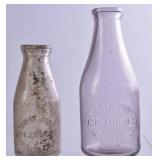 2 White Pine Creameries, NC Embossed Milk Bottles
