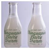 2 Chinquapin Dairy Farm Round Quart Milk Bottles