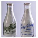 2 NC Round Quart Clear Milk Bottles